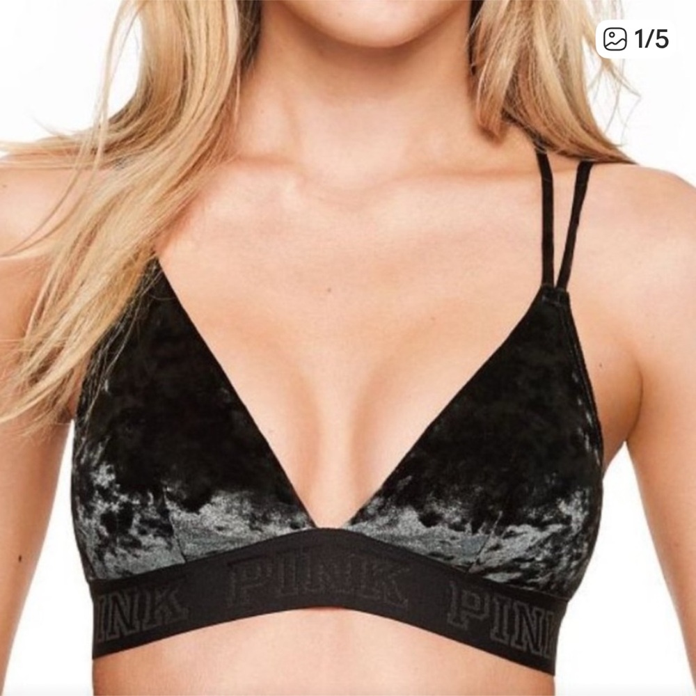 Victoria’s Secret PINK Black Velvet Triangke Bralette